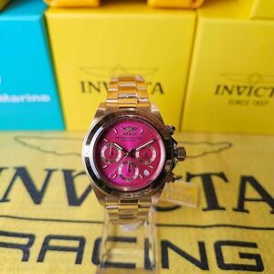 Invicta Speedway Chronograph Pink Dial Gold & Silver – 200M Men’s Watch